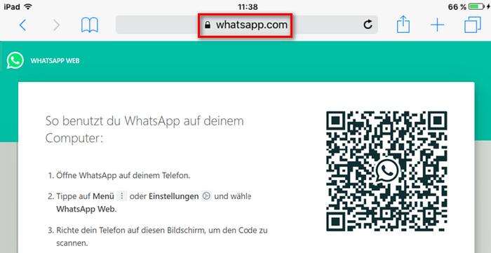 WhatsApp auf dem iPad die Desktop-Version