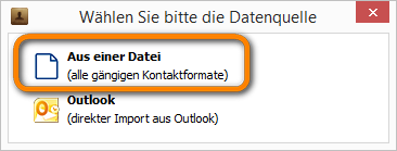 Kontakte aus einer Datei wählen