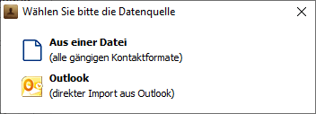 die Datenquelle für Kontakt auswählen