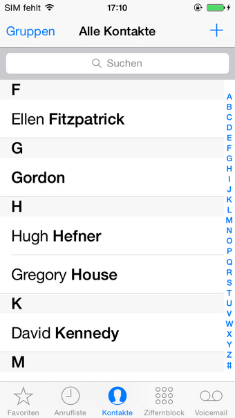 iPhone Kontakte-App
