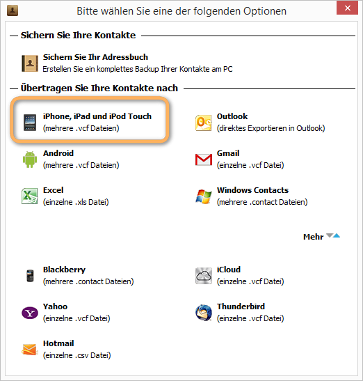 iPhone Kontakte exportieren auf PC