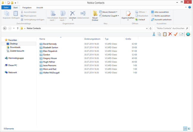 Nokia Kontakte exportieren