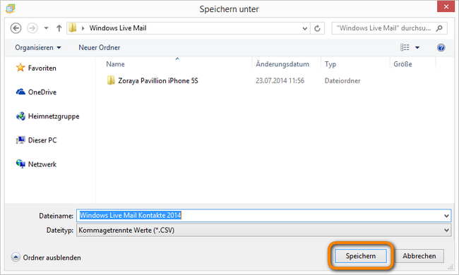 Windows Kontakte am PC speichern