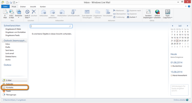 Windows Live Mail Kontakte