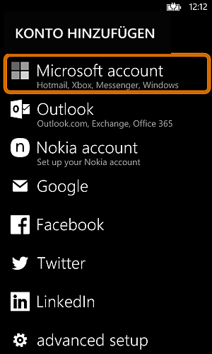 Microsoft Account anmelden