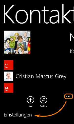 Nokia Lumia Kontakte-App öffnen