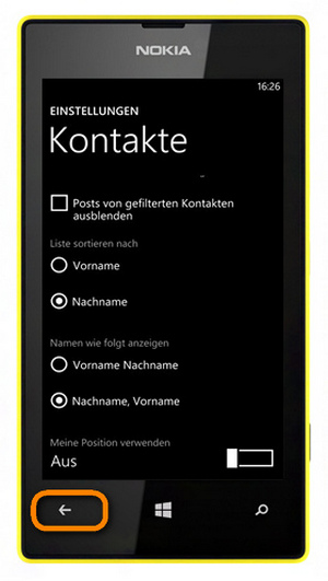 Nokia Lumia Kontakte Einstellungen