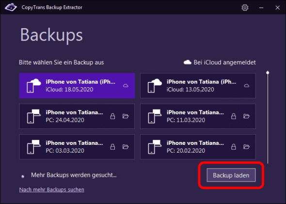 iPhone Daten aus Backup extahieren