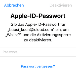 Apple ID beim iPhone Zurücksetzen eingeben