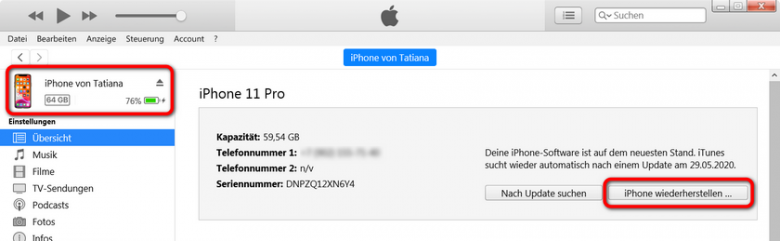 iPhone zurücksetzen: Daten behalten