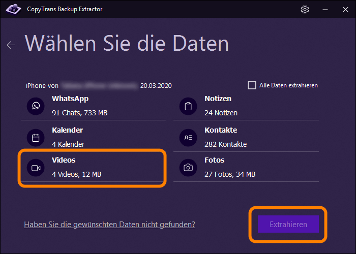 Wählen Sie aus der Liste Videos aus