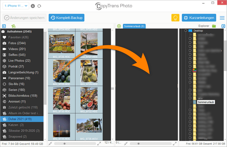 iPhone Fotoalbum auf PC übertragen