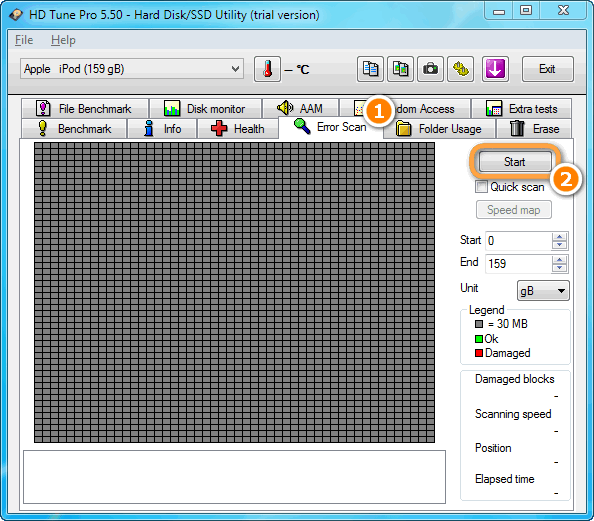 Scan mit HD Tune auf Computer starten