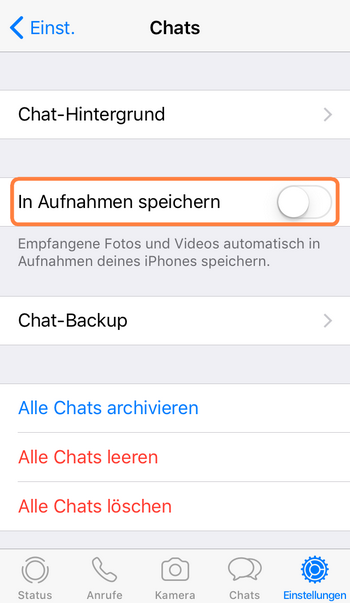 Die automatische Sicherung der WhatsApp Bilder abschalten