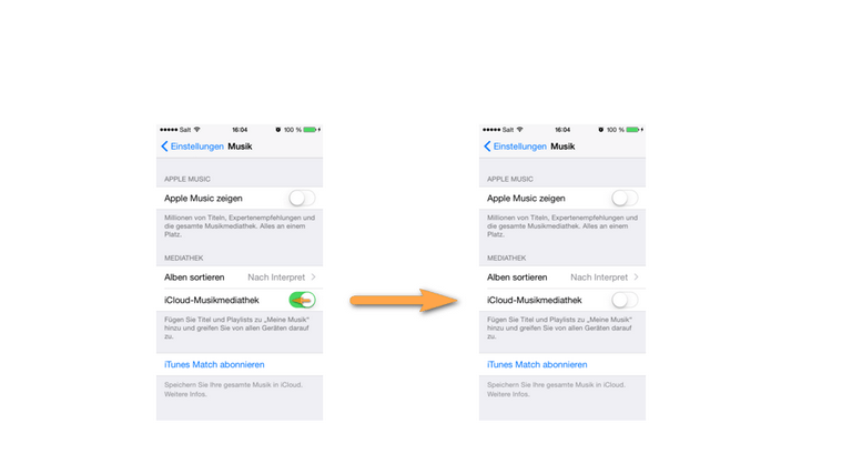 iCloud Musikmediathek deaktivieren