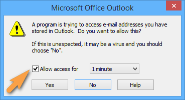 Zugriff für Outlook gewähren