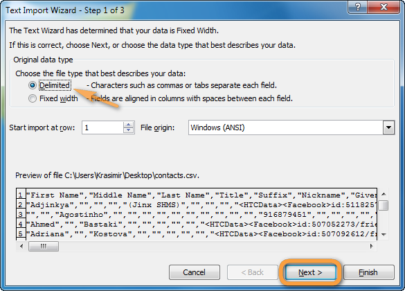 CSV-Datei getrennt in Excel importieren