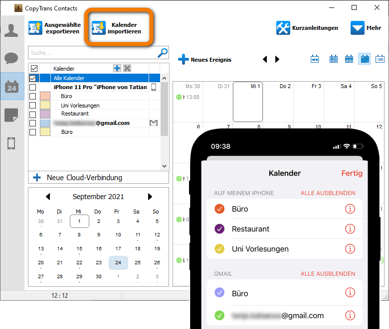 Android auf iOS übertragen Kalender