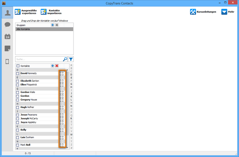 Exchange Kontakte einfach am PC sichern