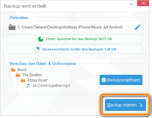 iPhone Musik Backup mit CopyTrans starten