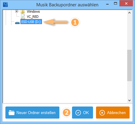 Musik auf externes Laufwerk sichern