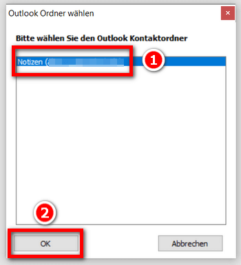 Notizenordner in Outlook auswählen