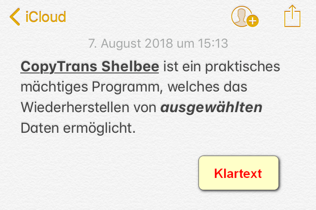 iPhone Notizen unter iOS 9 im Klartext