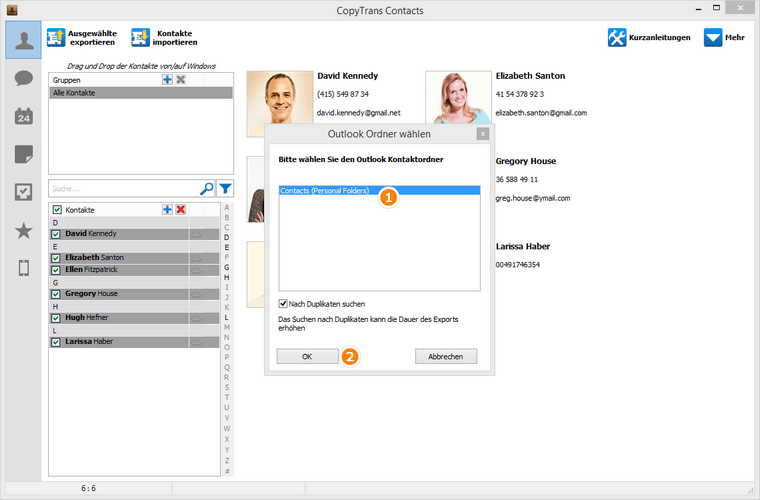 Outlook Profil auswählen