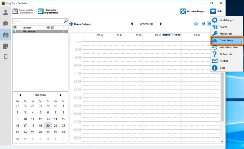 Cloud Setup Kalender