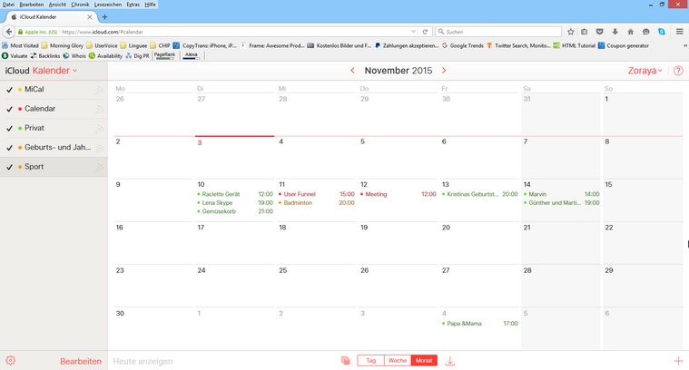 iCloud kalender verwalten