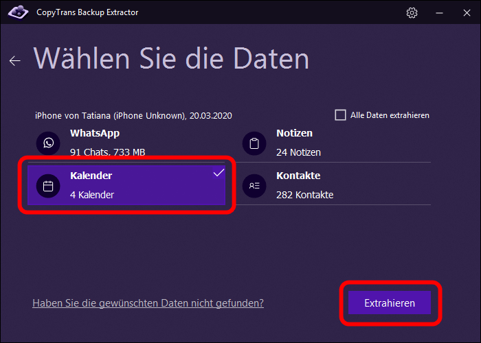 Tippen Sie auf Kalender