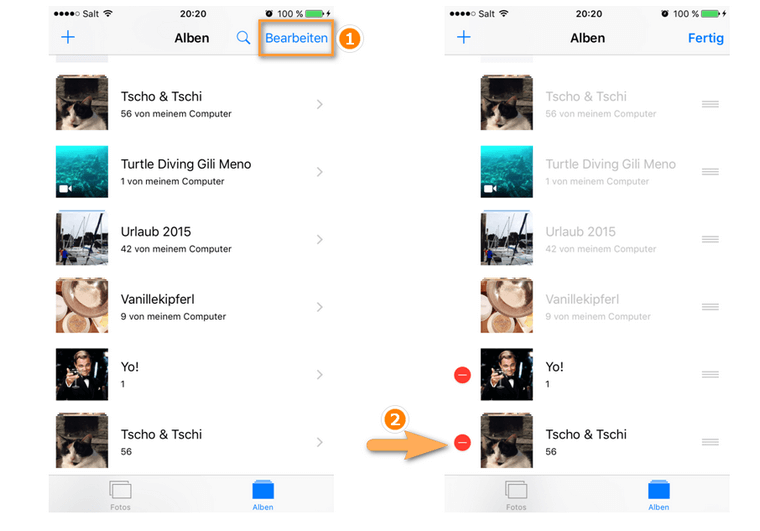 iOs Fotoalbum am Gerät entfernen