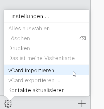 Kontakte in iCloud: Kontakt als vCard in iCloud importieren