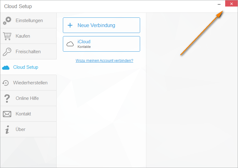 iCloud Kontakte auf iPhone importieren: Cloud Setup im Program schliessen