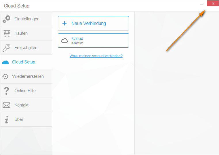 Cloud Setup schliessen