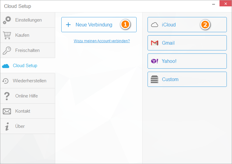 Exchange Kontakte exportieren: iCloud wählen