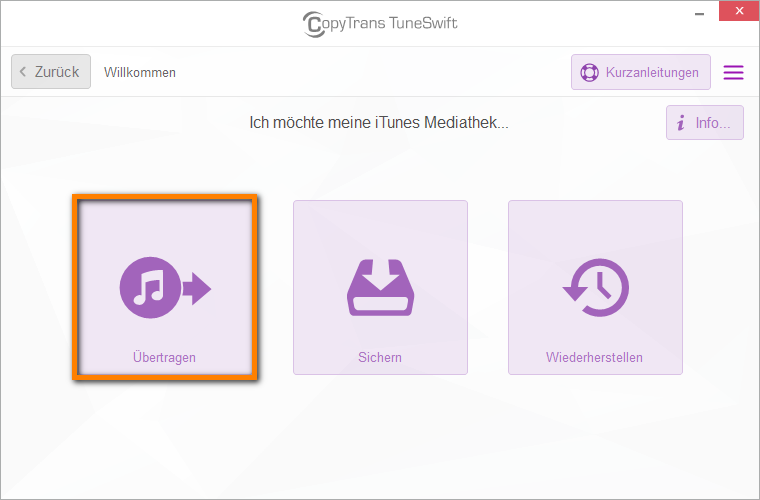 iTunes Mediathek übertragen