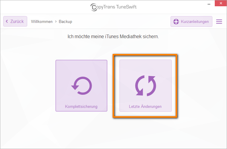 iTunes Daten sichern: letzte Änderungen speichern