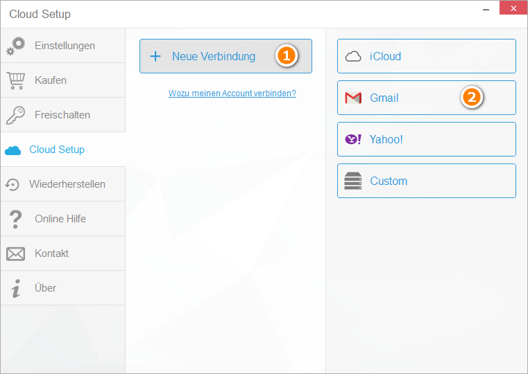 Cloud Setup für Google-Konto