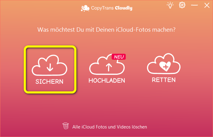 Fotos von iCloud auf PC herunterladen