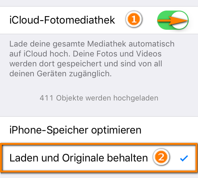 iCloud Fotos auf iPhone herunterladen