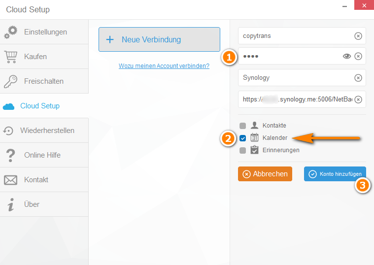 CalDAV in Cloud Setup einrichten