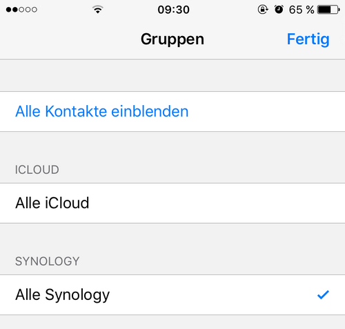 Kontaktgruppe auswählen am iPhone