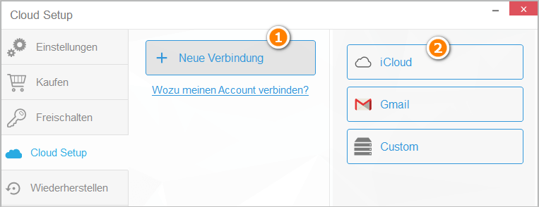 Cloud-Setup in CopyTrans Contacts einrichten