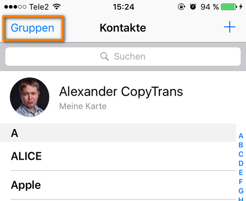 Synology Lontakte in Kontakte-App