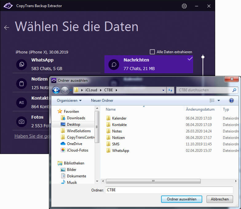 iPhone iMessage exportieren: auf Computer speichern