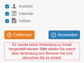 Verbindung mit dem Cloud-Konto kann nicht hergestellt werden