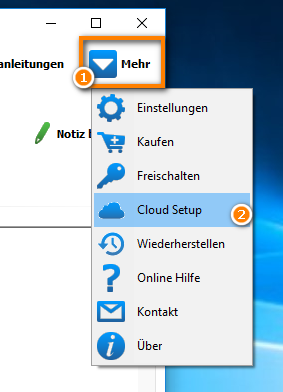 Cloud-Setup im Programm CopyTrans Contacts einrichten