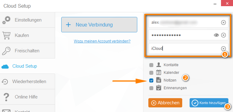 Bei der iCloud im Programm anmelden