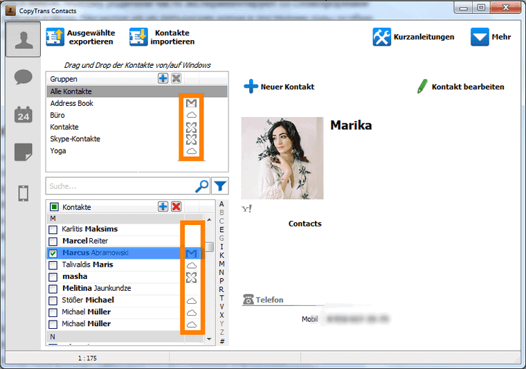 Cloud-Dienste verwalten mit CopyTrans Contacts